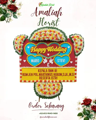 Karangan Papan Bunga Pernikahan di Timbangan